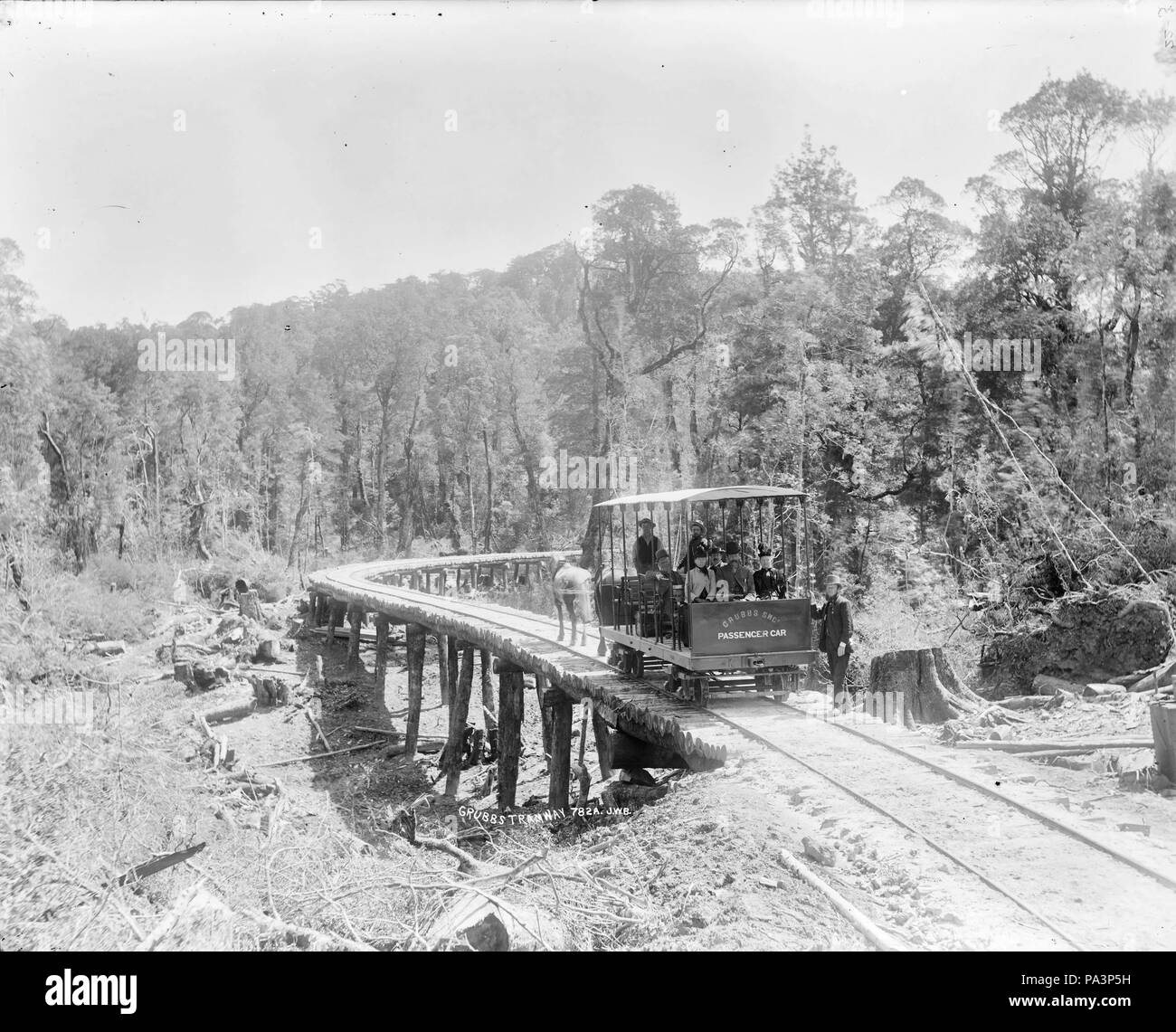 108 Grubb's tramway, Tasmania (c1900, TAHO NS1013-1-875) Stock Photo