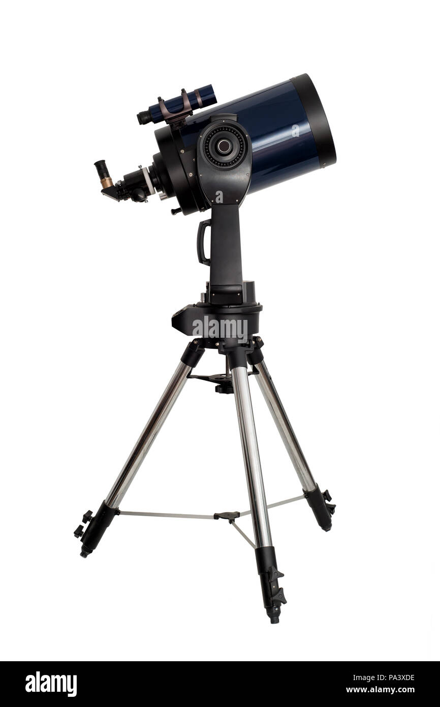long range telescope on a tripod isolated on white backgrouns