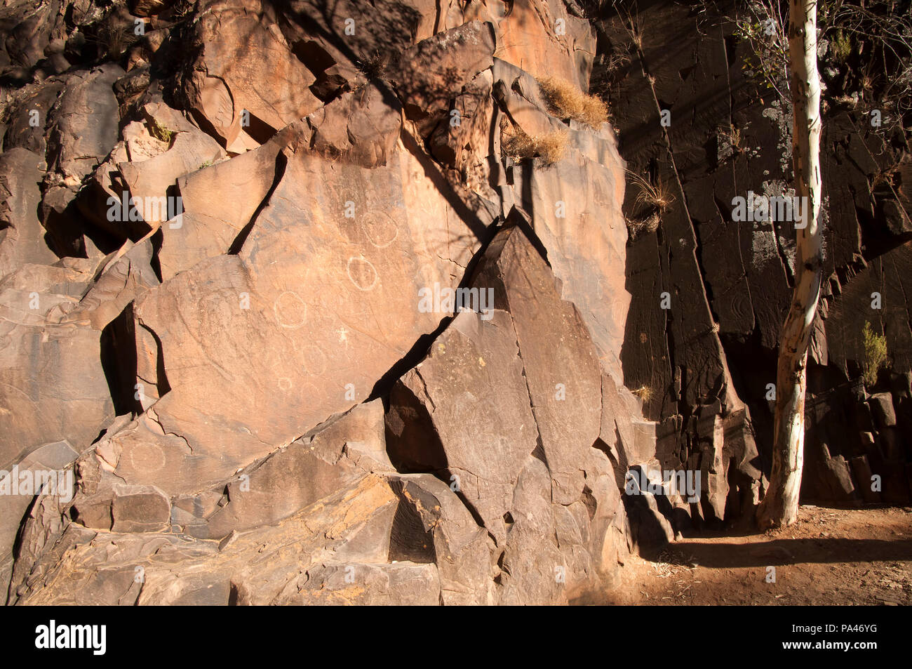 Sacred Canyon South Australia, view of aboriginal etchings on canyon walls Stock Photo