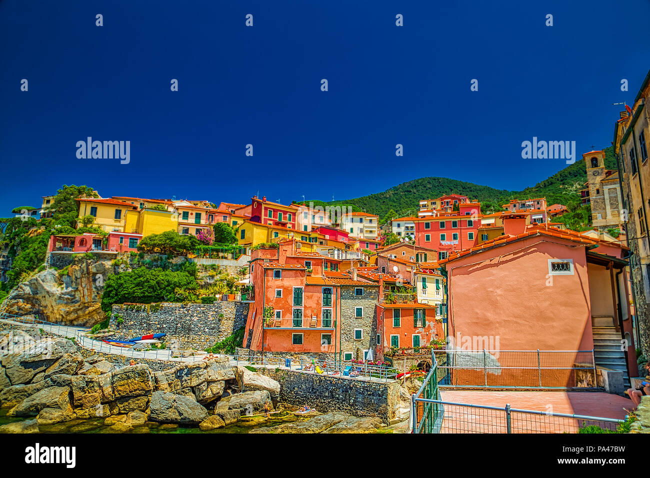 Colorful houses of small sea village, Tellaro near Cinque Terre in