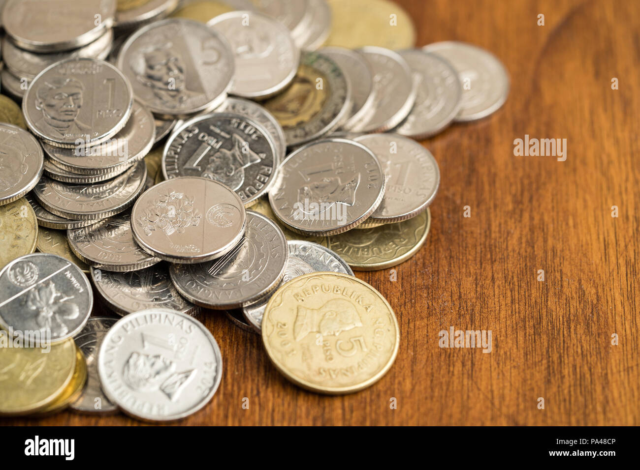 Bunch of Philippines coins Stock Photo