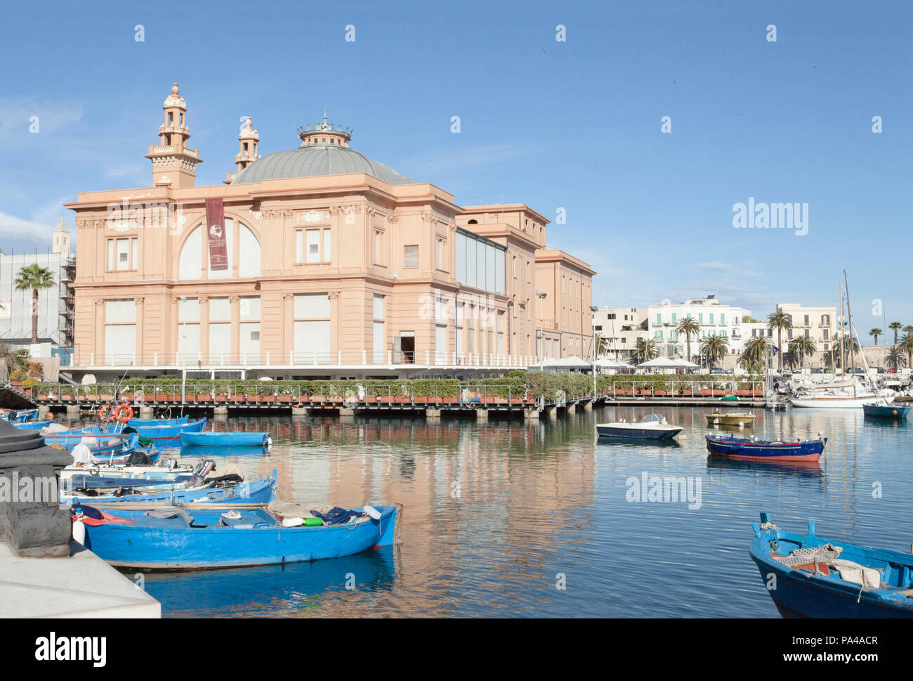 BARI, ITALY - November 8, 2017 - The Margherita Theatre is a historical theatre of the city of Bari, built on the sea. Right side shot. Stock Photo