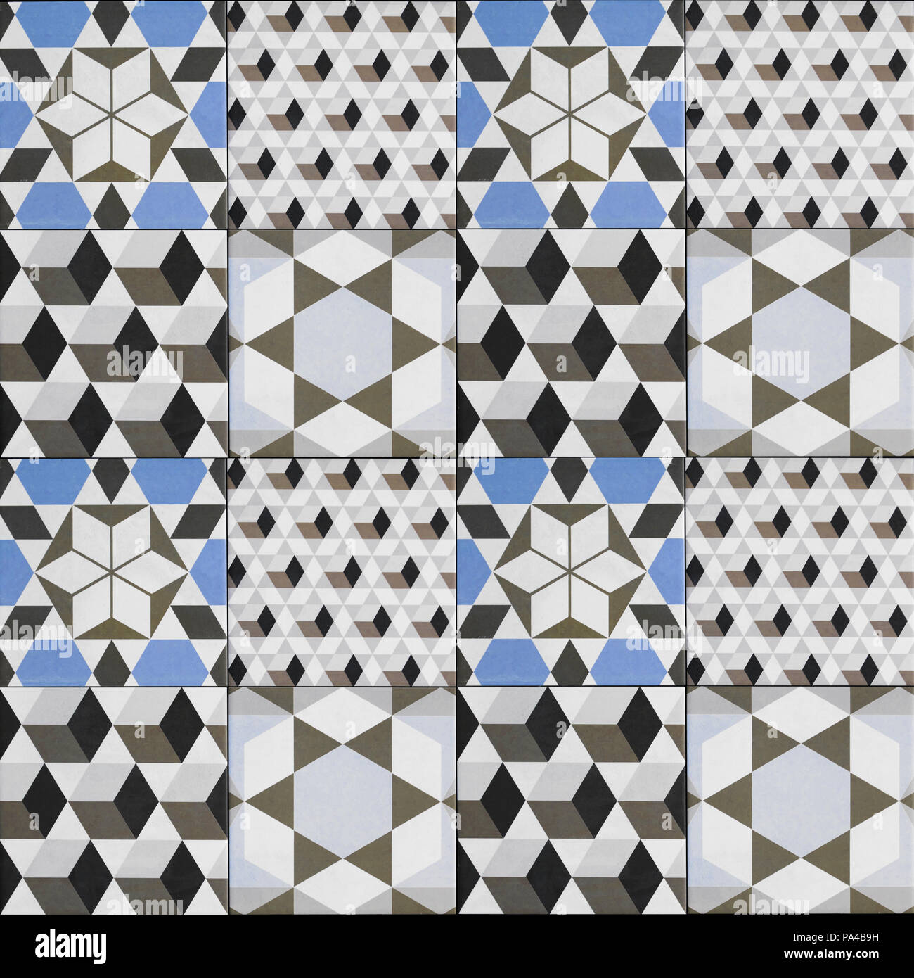 tile pattern -  geometric patchwork design , decorative tiles Stock Photo