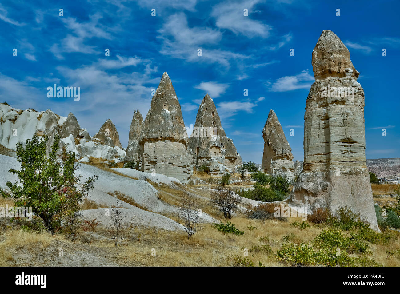 Fairy chimneys and dwellings, Goreme, Cappadocia, Turkey Stock Photo ...