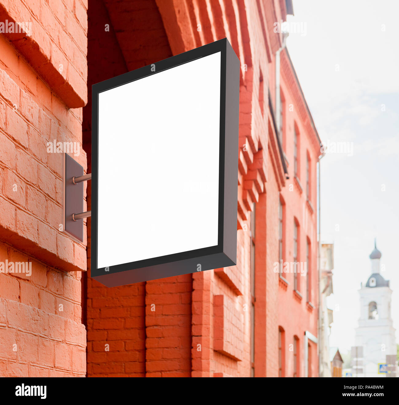 Blank shop sign. Vertical signage. 3d illustration Stock Photo - Alamy