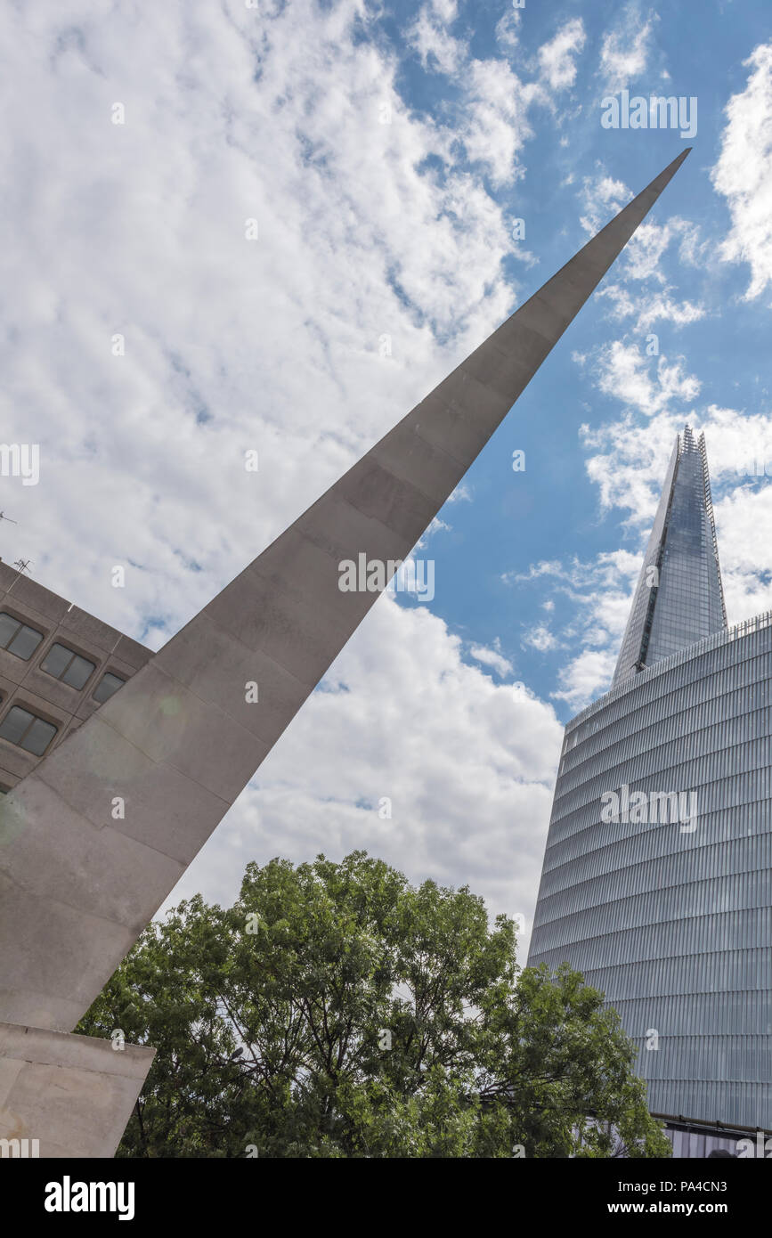 the southwark needle and the shard office building in cenmtrl London. Stock Photo