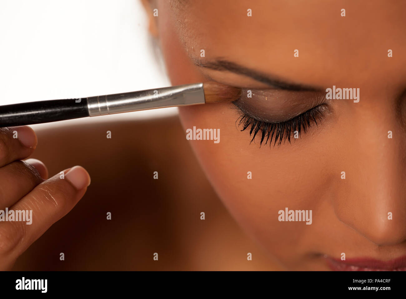 eye shadow applied with a brush - close up Stock Photo