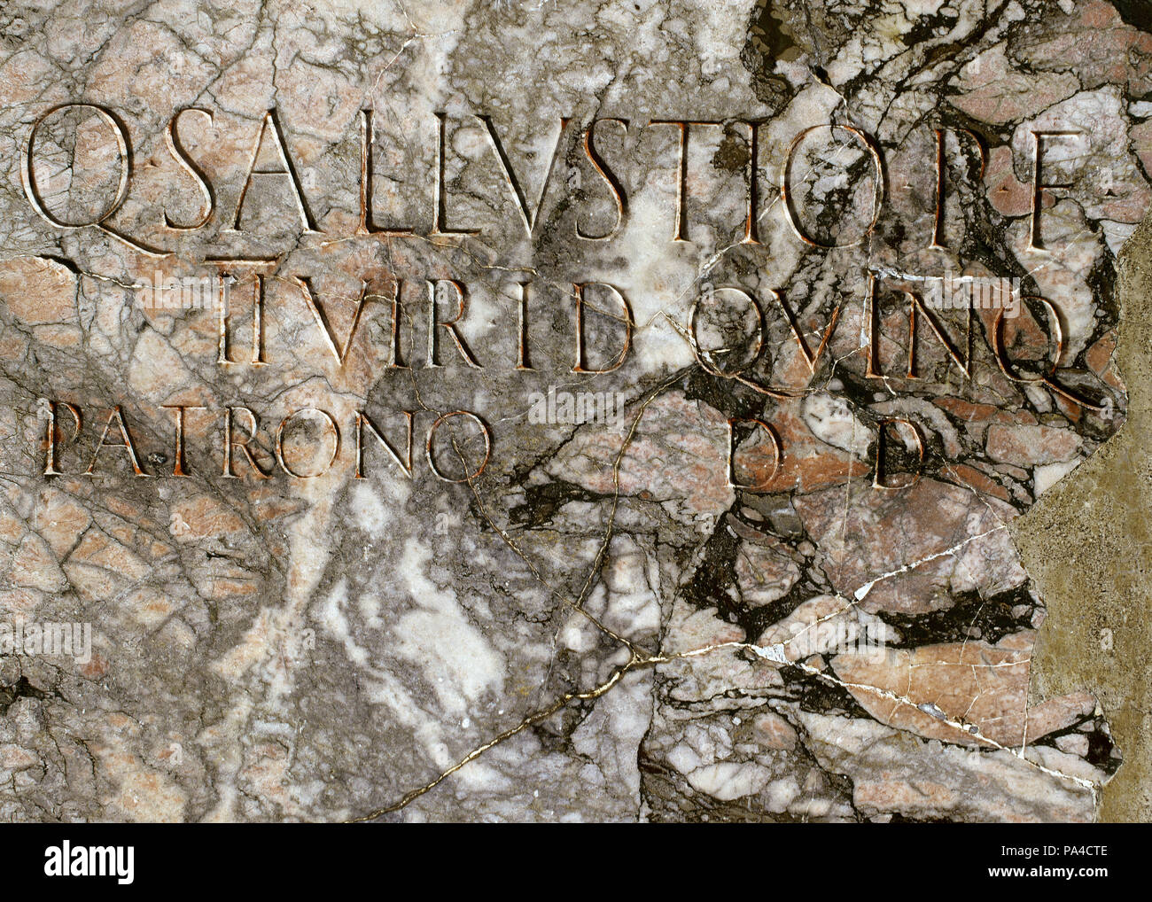 Italy. The Campania, Pompeii. Inscription in roman square capitals. Stock Photo