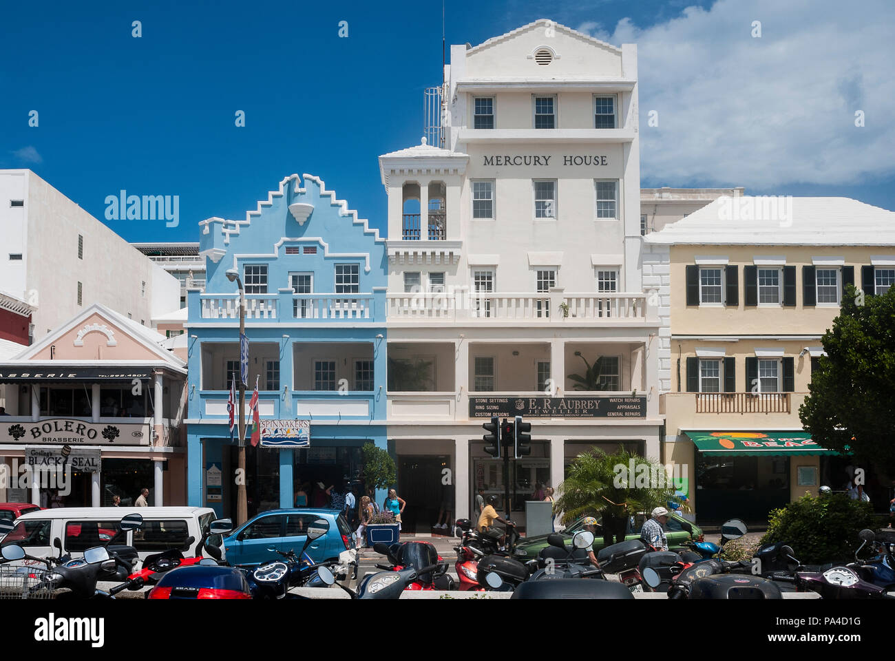 Shops along Front Street, Hamilton, Bermuda Stock Photo Alamy