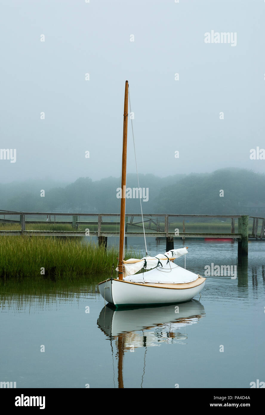 Lone boat, Osterville, Cape Cod, Massachusetts, USA. Stock Photo