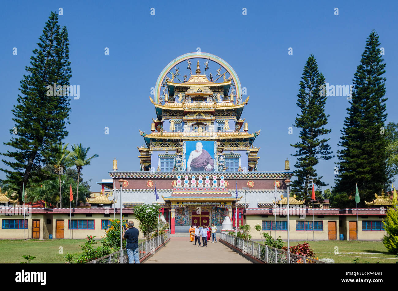 Zangdog Palri Temple in Namdroling Monastery in Mysore district, Karnataka, India Stock Photo