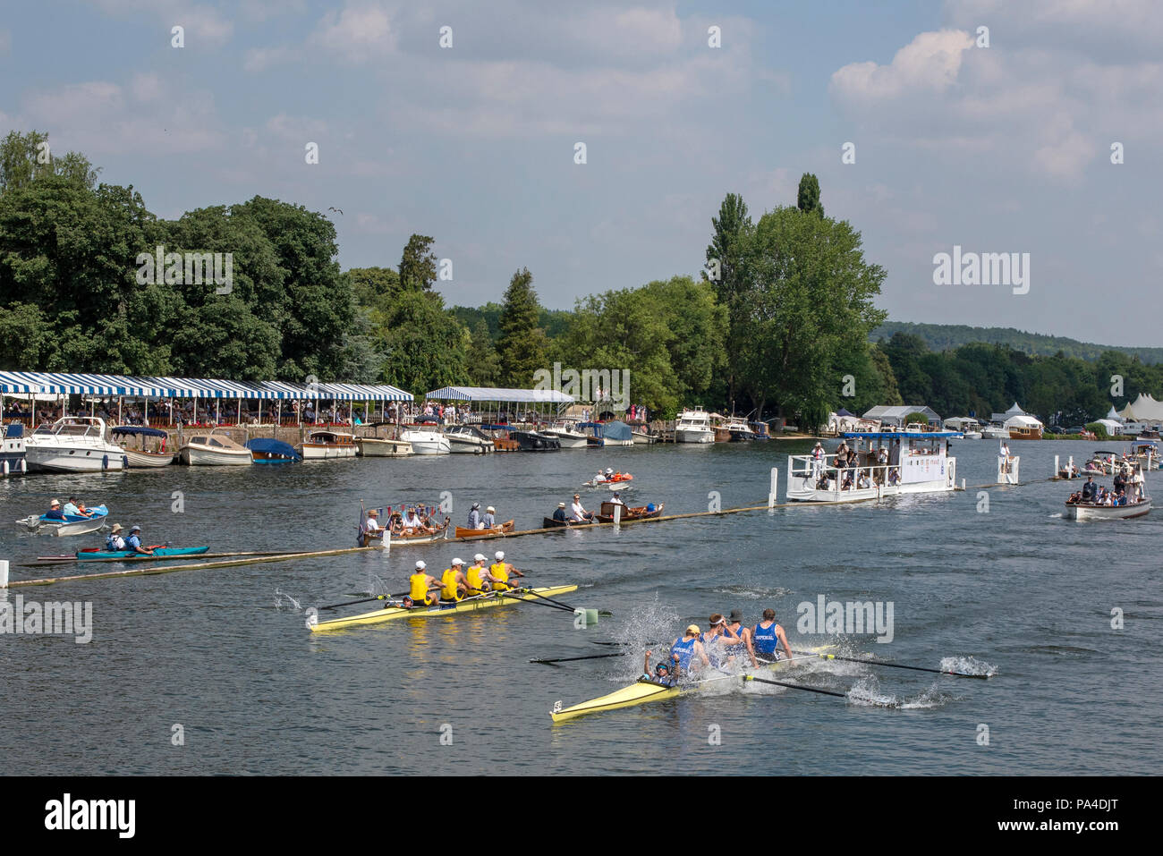 Henley on Thames, United Kingdom, 8th July 2018, Sunday, Final, 'Prince Albert Challenge Cup', Final, Left, 'Goldie BC vs Winners, Imperial College BC',  'Fifth day', of the annual,  'Henley Royal Regatta', Henley Reach, River Thames, Thames Valley, England, © Peter SPURRIER, Stock Photo