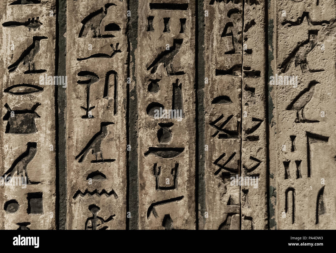 Ancient Egyptian hieroglyph, Metropolitan Museum of Art, New York City, USA. Stock Photo