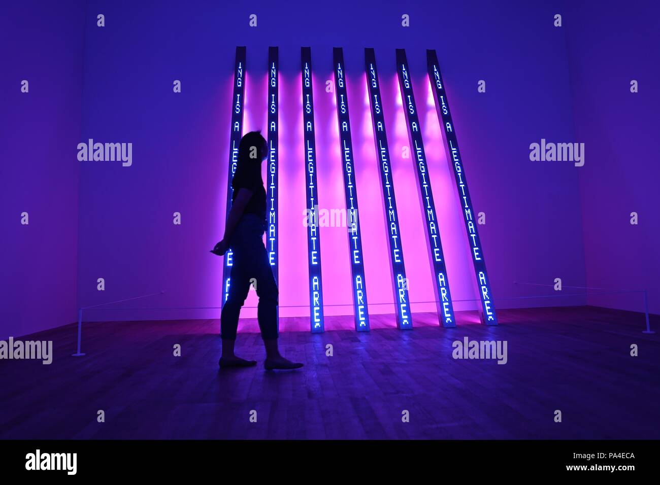 Tate MODERN OPENS NEW DISPLAY OF WORK BY JENNY HOLZER 20 July 2018 Stock Photo