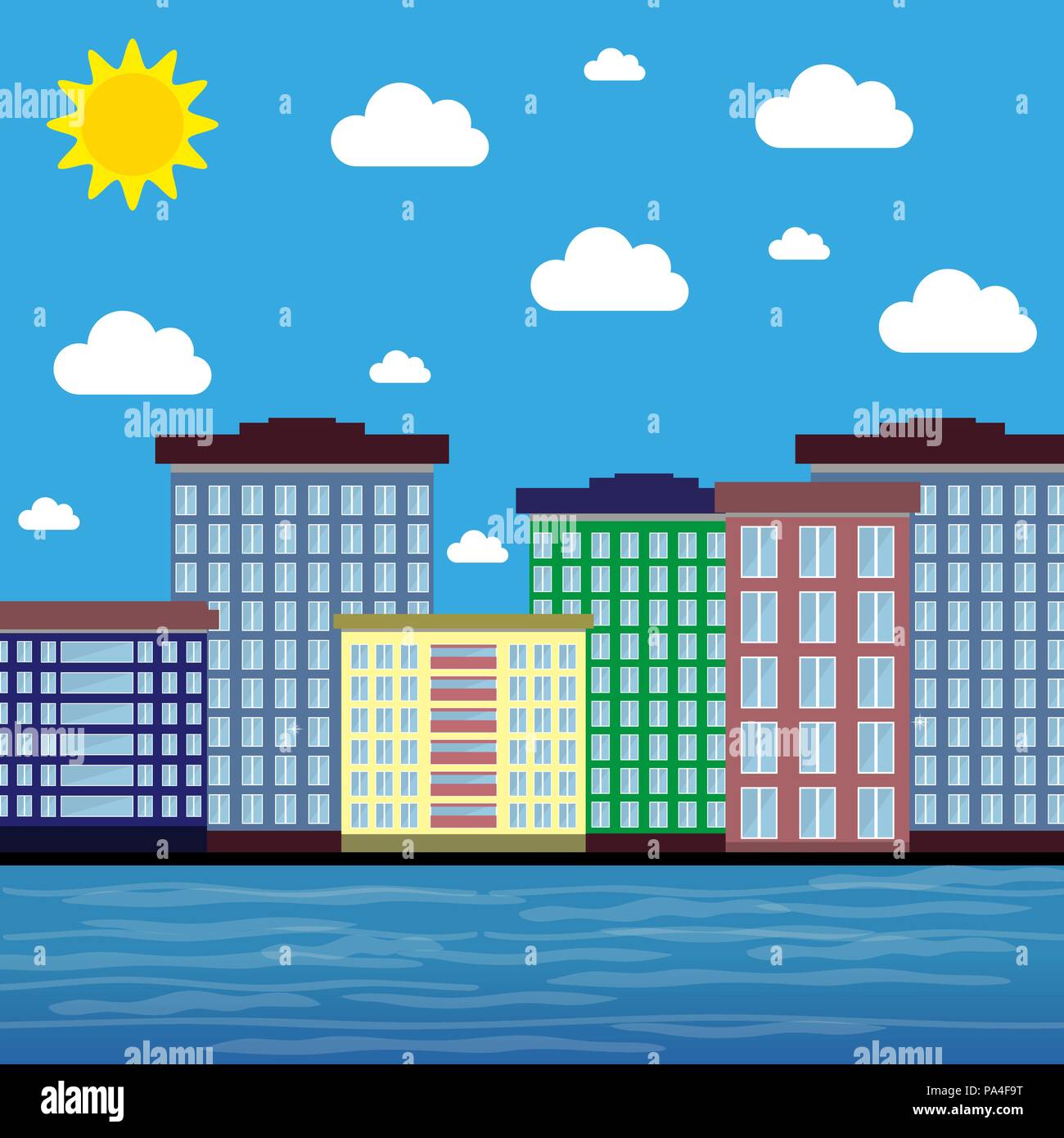 City street on sunny day Stock Vector Images - Alamy
