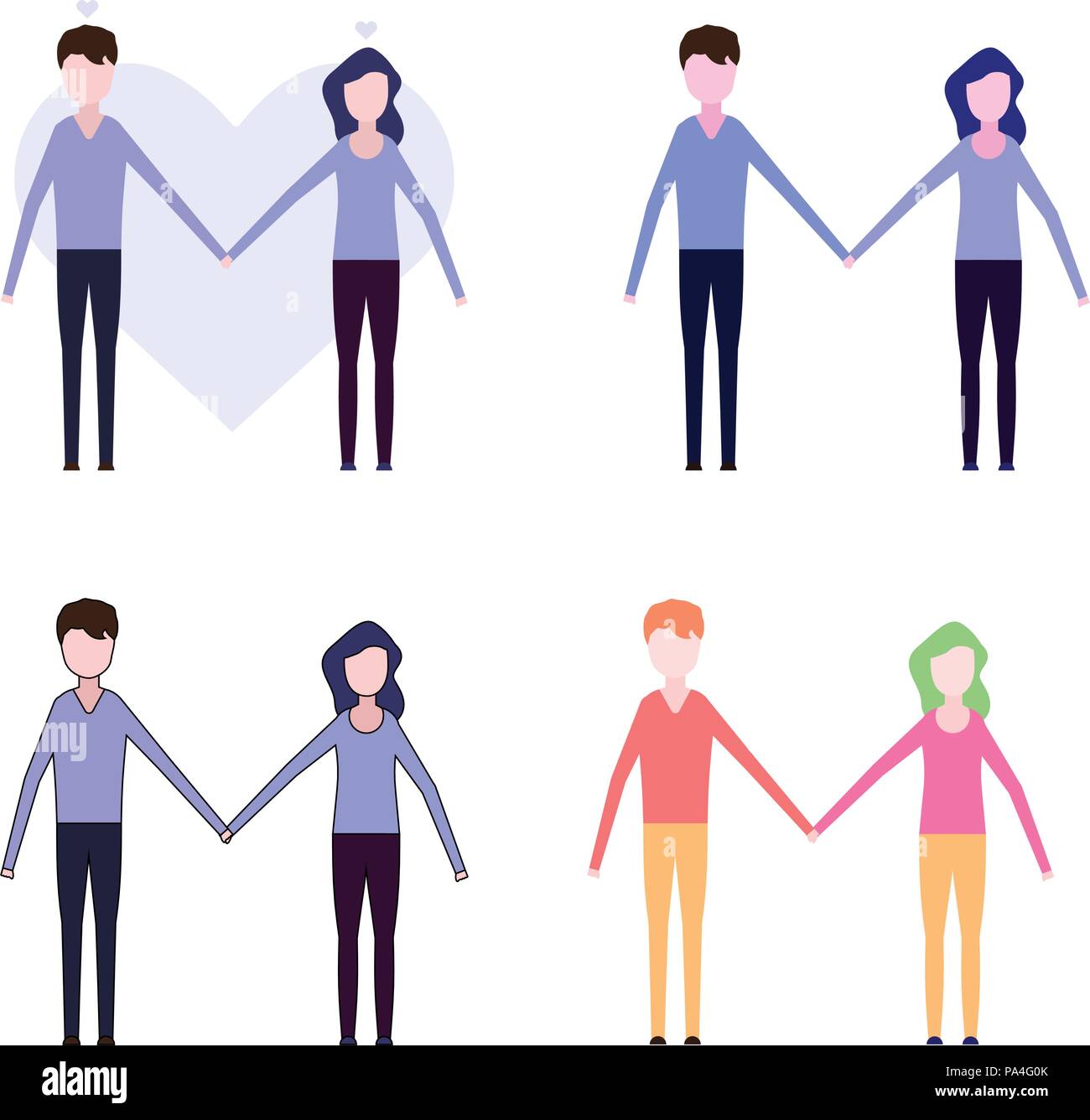 Set of icons of couple in love on a white background Stock Vector Image ...