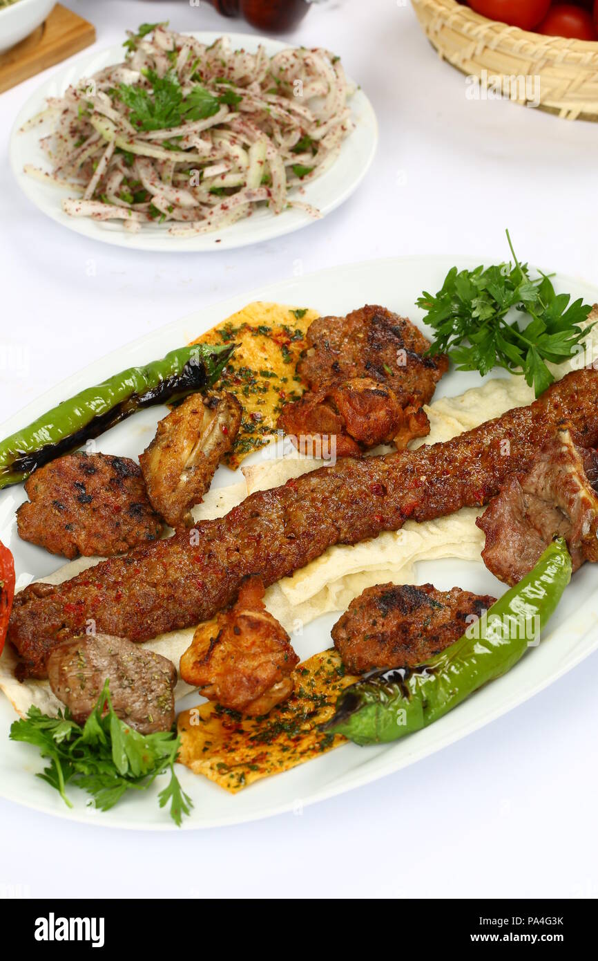 Adana kebab, minced meat kebab, turkish food Stock Photo Alamy