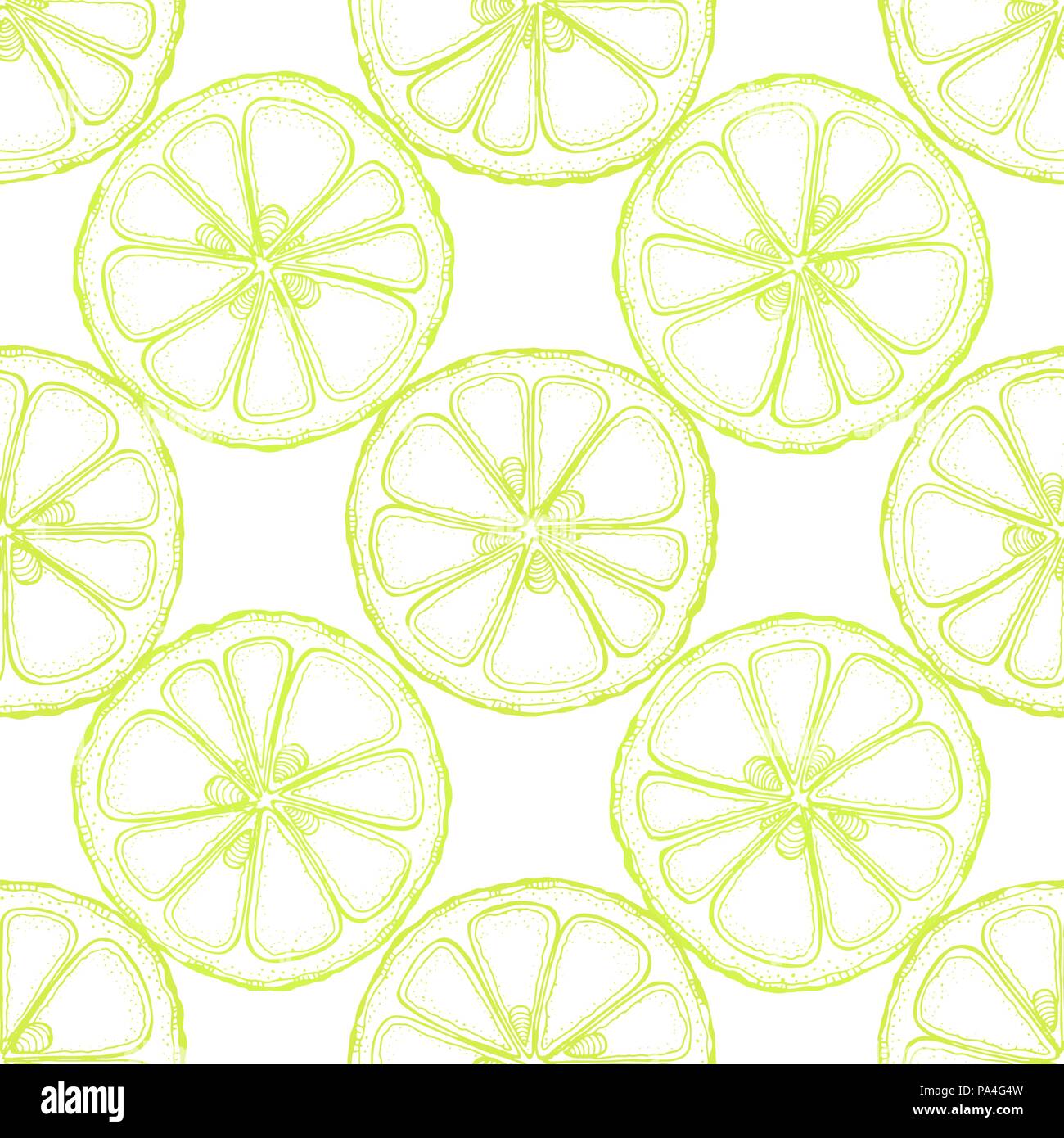 Seamless pattern of hand drawn sketch style citrus slices. Vector ...