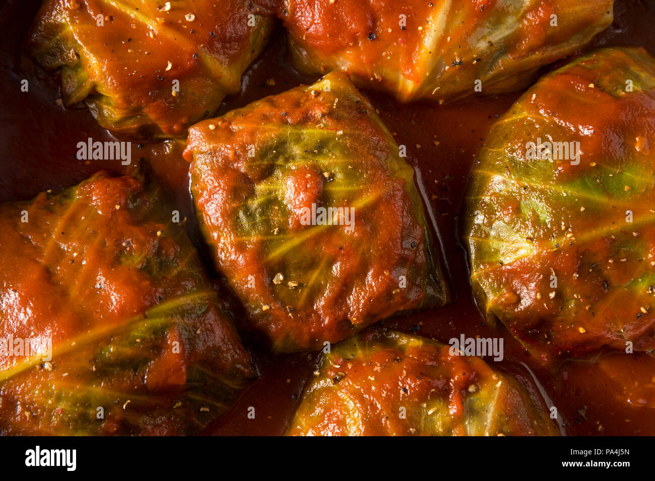 Homemade Beef Stuffed Cabbage Rolls with Tomato Sauce Stock Photo Alamy