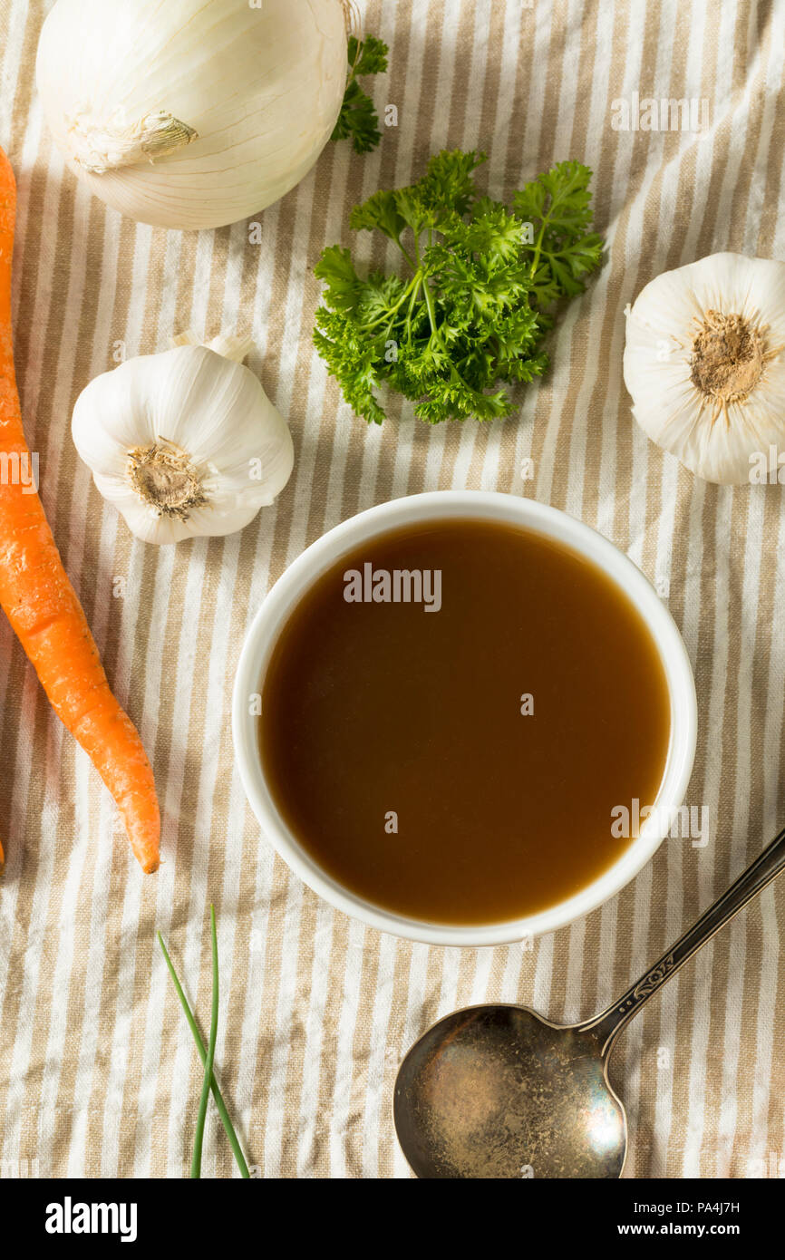 Homemade Organic Beef Bone Broth in a Bowl Stock Photo Alamy