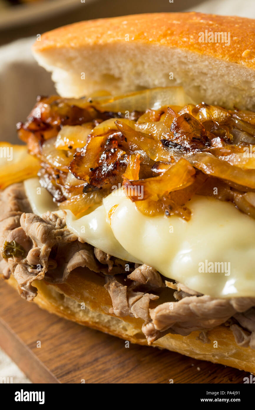 Homemade Beef French Dip Sandwich with French Fries Stock Photo Alamy