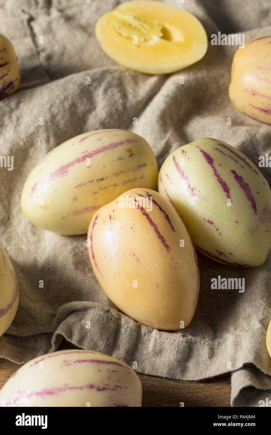 Raw White Organic Pepino Melons Ready to Eat Stock Photo