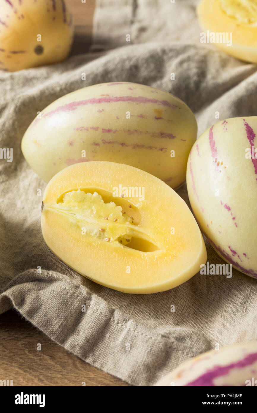 Raw White Organic Pepino Melons Ready to Eat Stock Photo