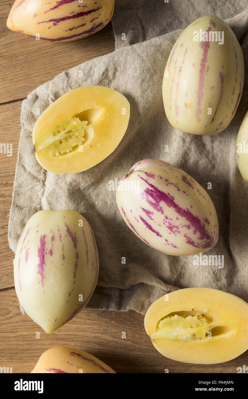 Raw White Organic Pepino Melons Ready to Eat Stock Photo