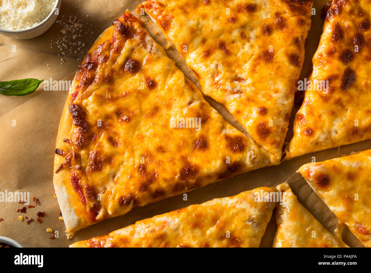 Homemade Greasy New York Cheese Pizza Ready to Eat Stock Photo Alamy
