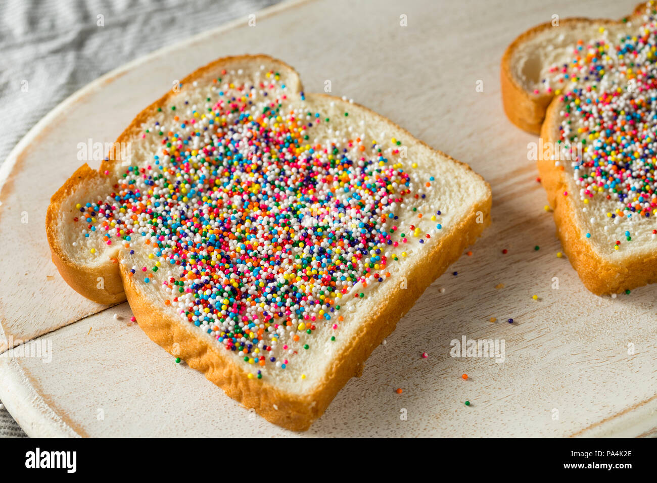 Homemade Australian Fairy Bread with Sprinkles and Butter Stock Photo
