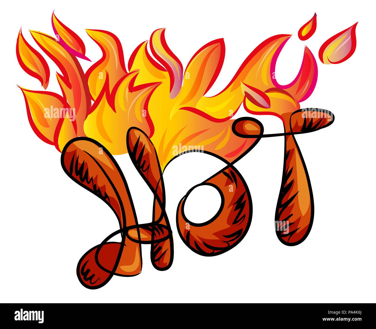 Text of the word hot. Text of the word hot in capital letters 