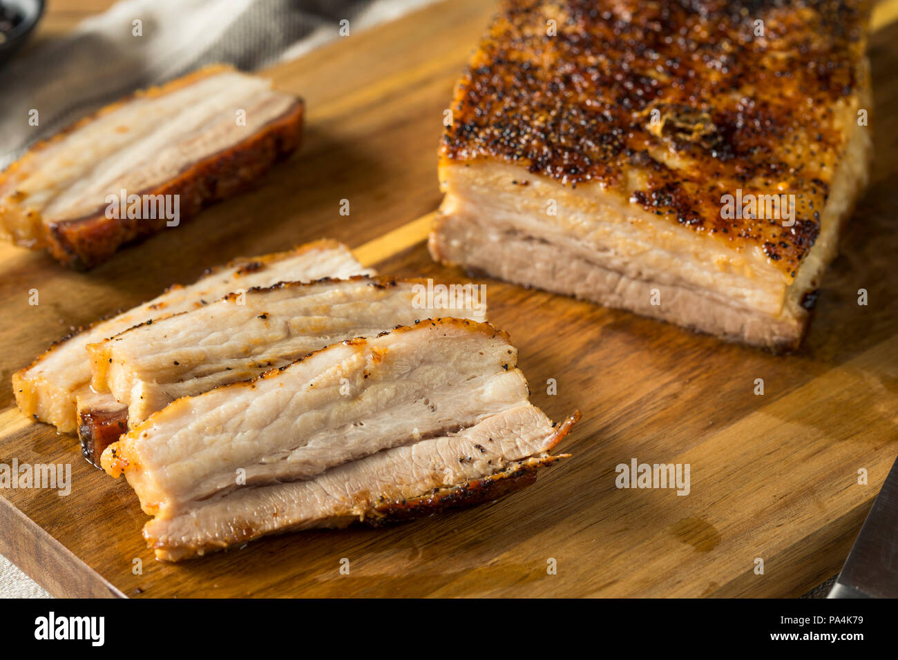 Roasted Organic Pork Belly Meat with Salt and Pepper Stock Photo Alamy