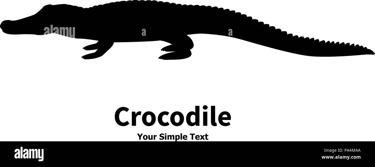 Vector illustration silhouette of crocodile Stock Vector