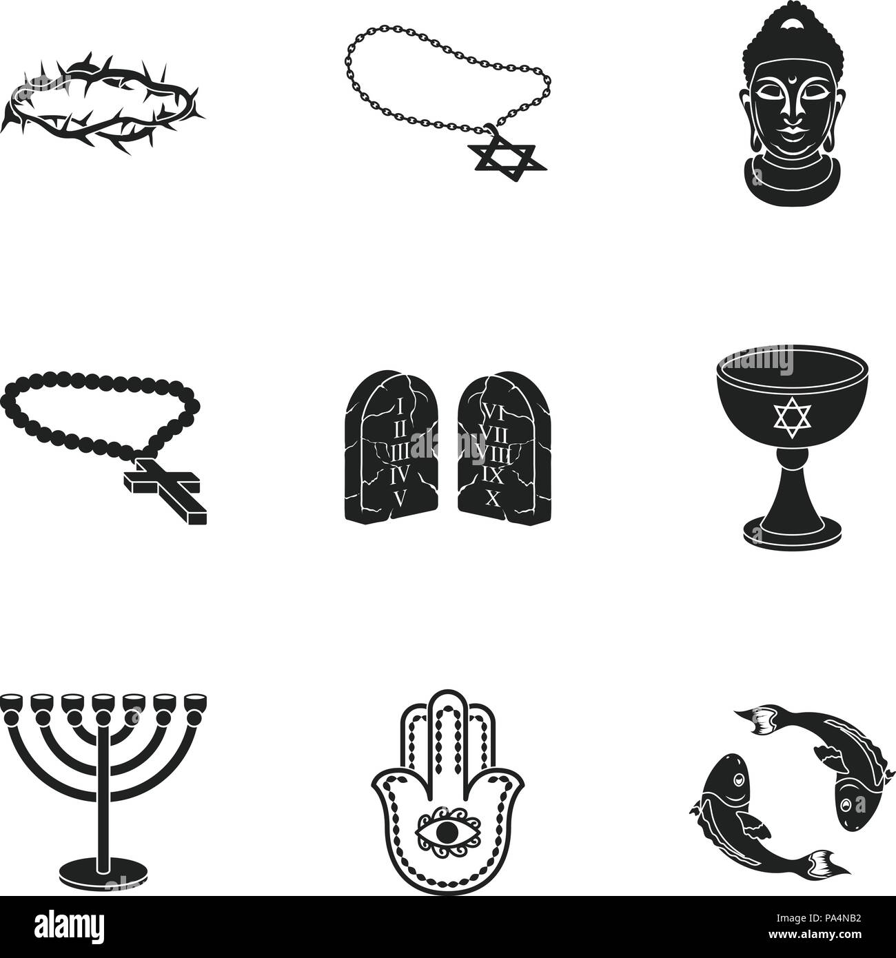 Religion Set Icons In Black Style Big Collection Of Religion Vector Symbol Stock Stock Vector