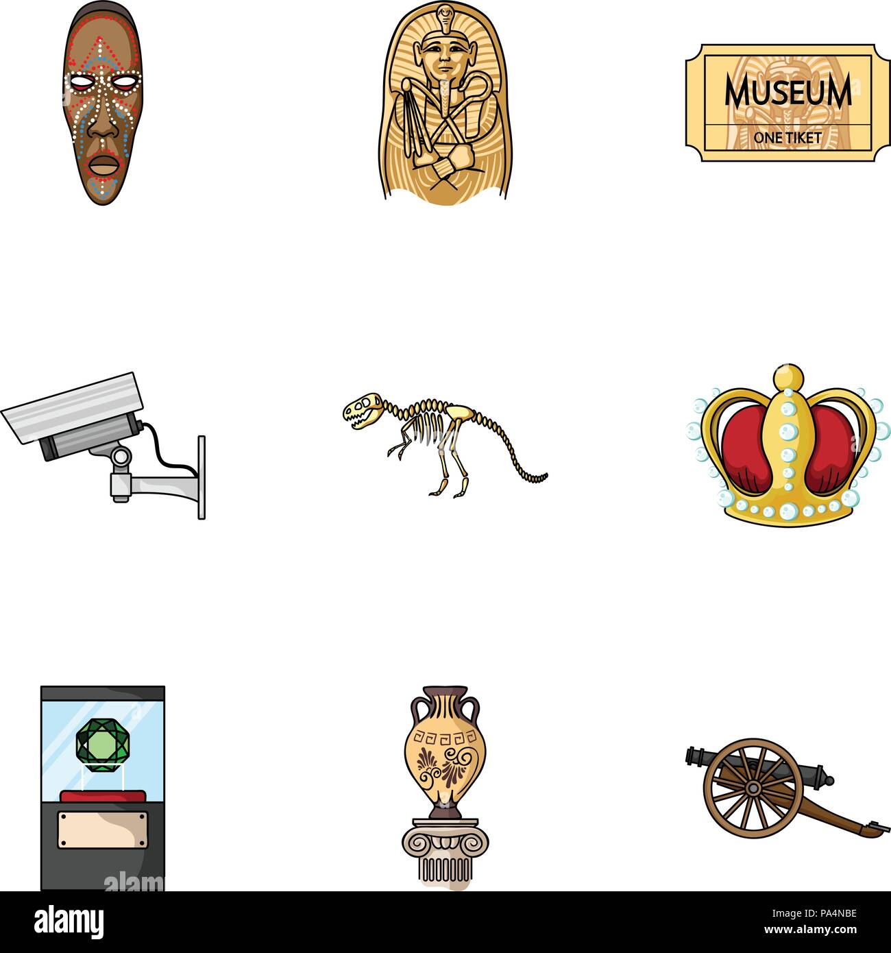 Museum set icons in cartoon style. Big collection of museum vector ...