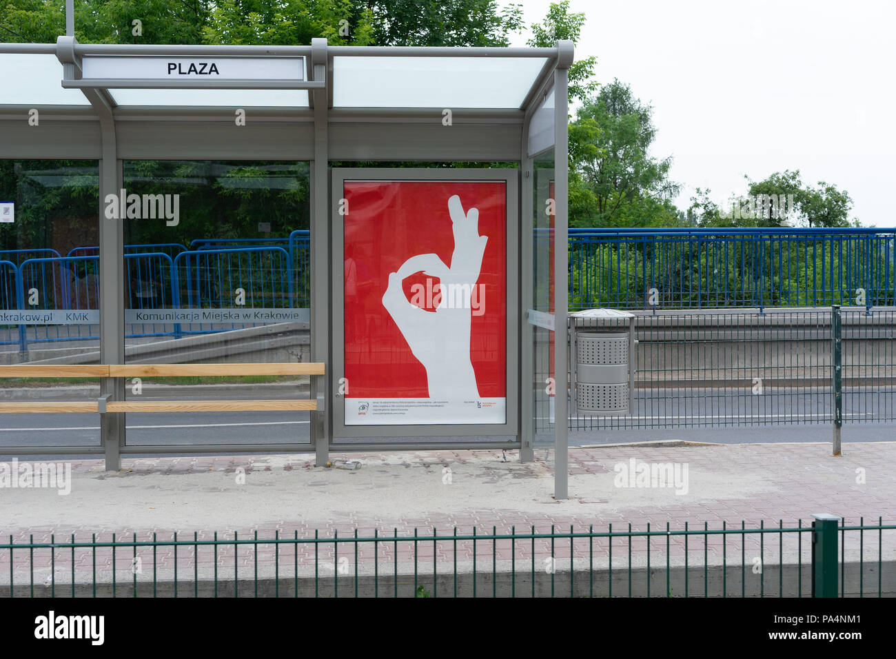 The Plaza Tram Stop on the outskirts of Krakow, Poland,Europe. Stock Photo