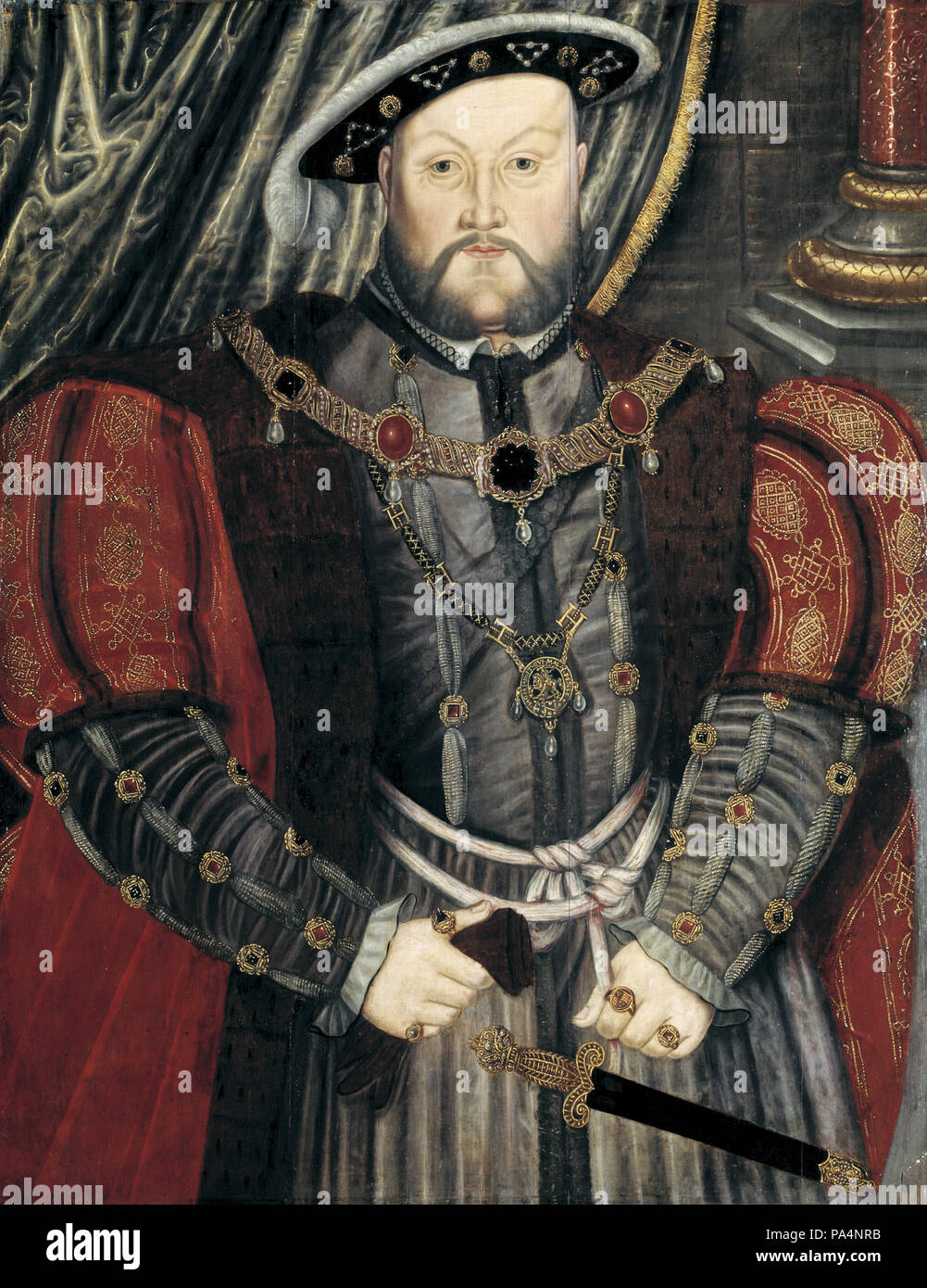 Portrait of Henry VIII, after Holbein. English, late 16th century Stock Photo