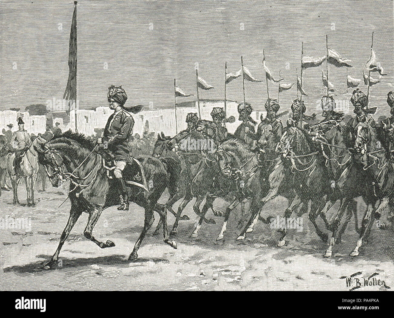 Governor of Malta, reviewing Indian troops of the Malta Expeditionary Force, 1878 Stock Photo