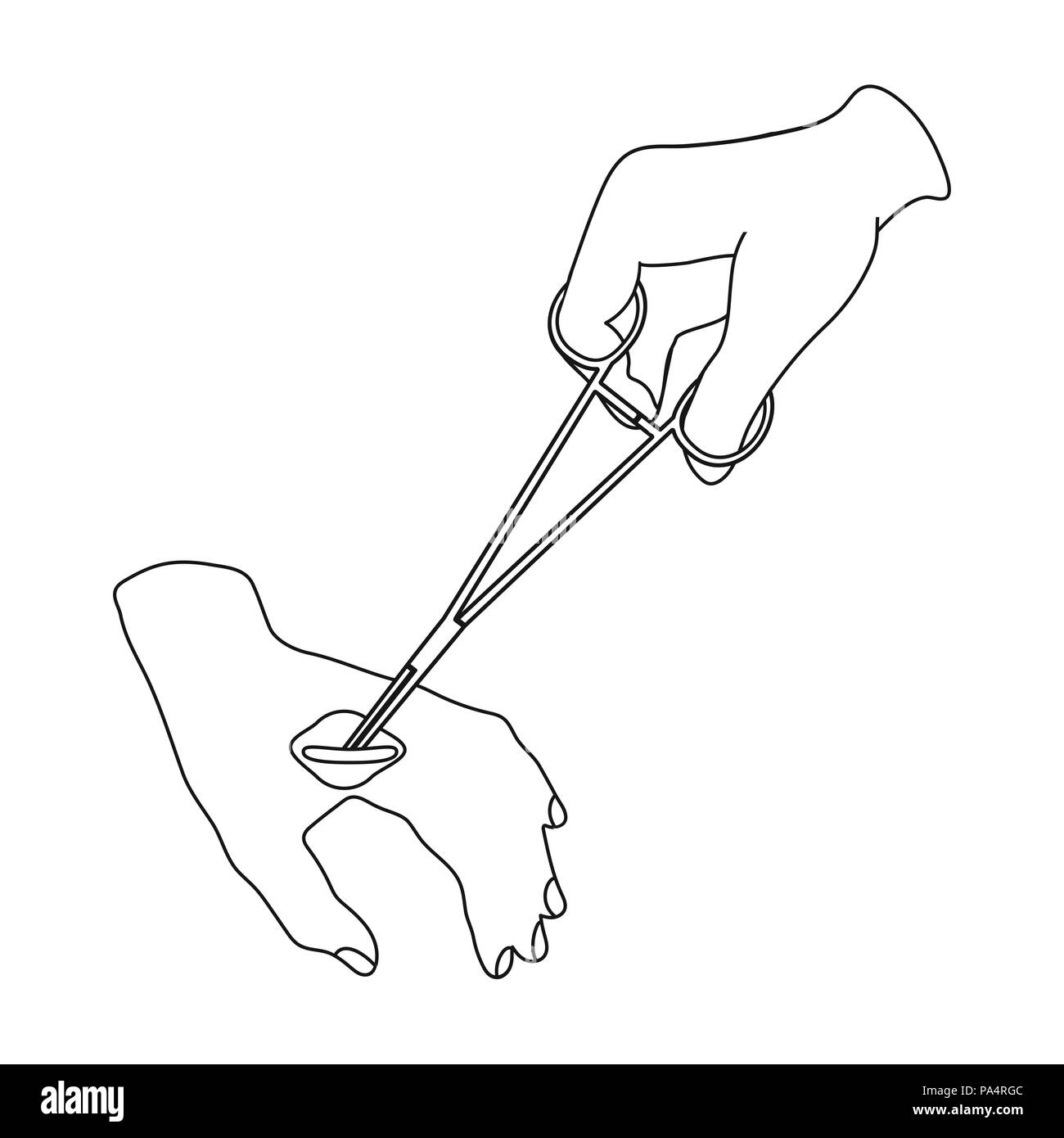 Manipulation, treatment of a wound on the arm with a medical instrument