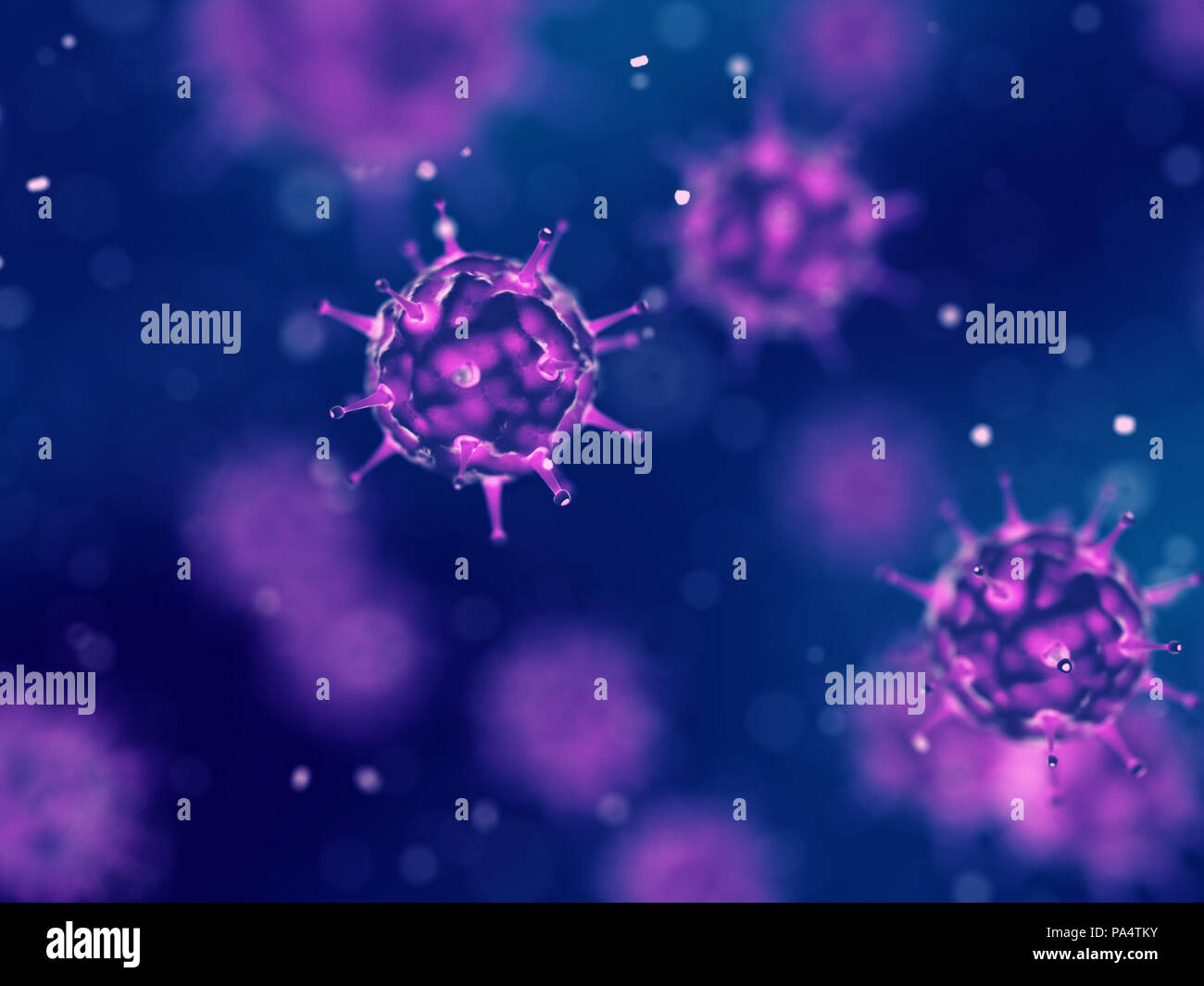 Pathogenic viruses infecting host cells,Biological warfare and Global pandemic disease Stock Photo