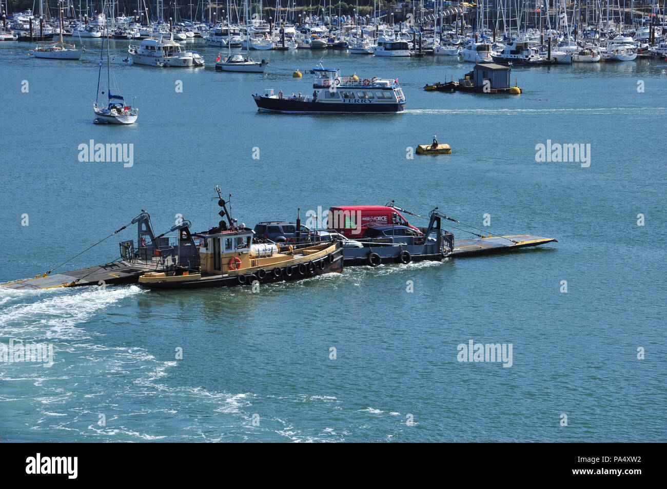 Lower ferry between Dartmouth and Kingswear, South Devon, England, UK Stock Photo