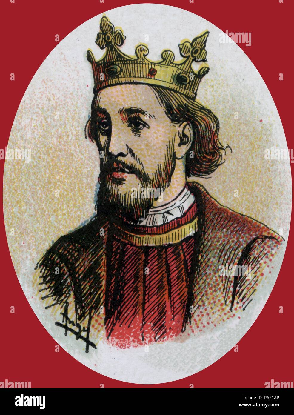 España. Sancho IV el Bravo (12841295), rey de Castilla y León. Grabado