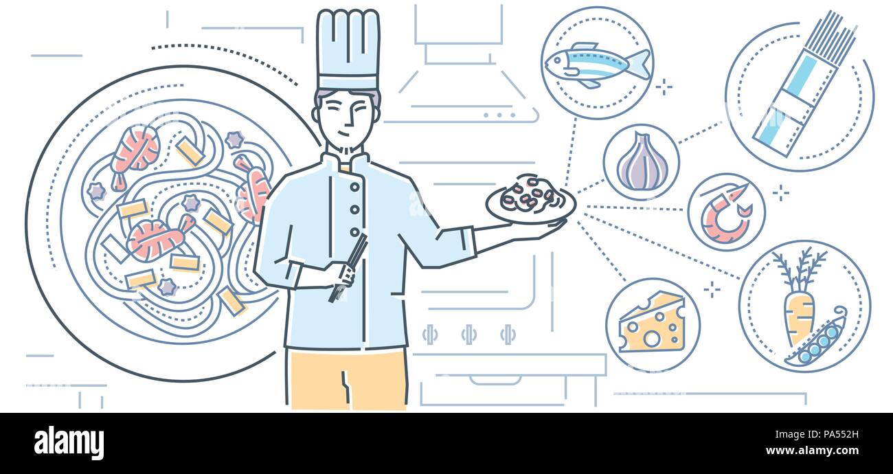 Thai food - colorful line design style illustration Stock Vector Image ...