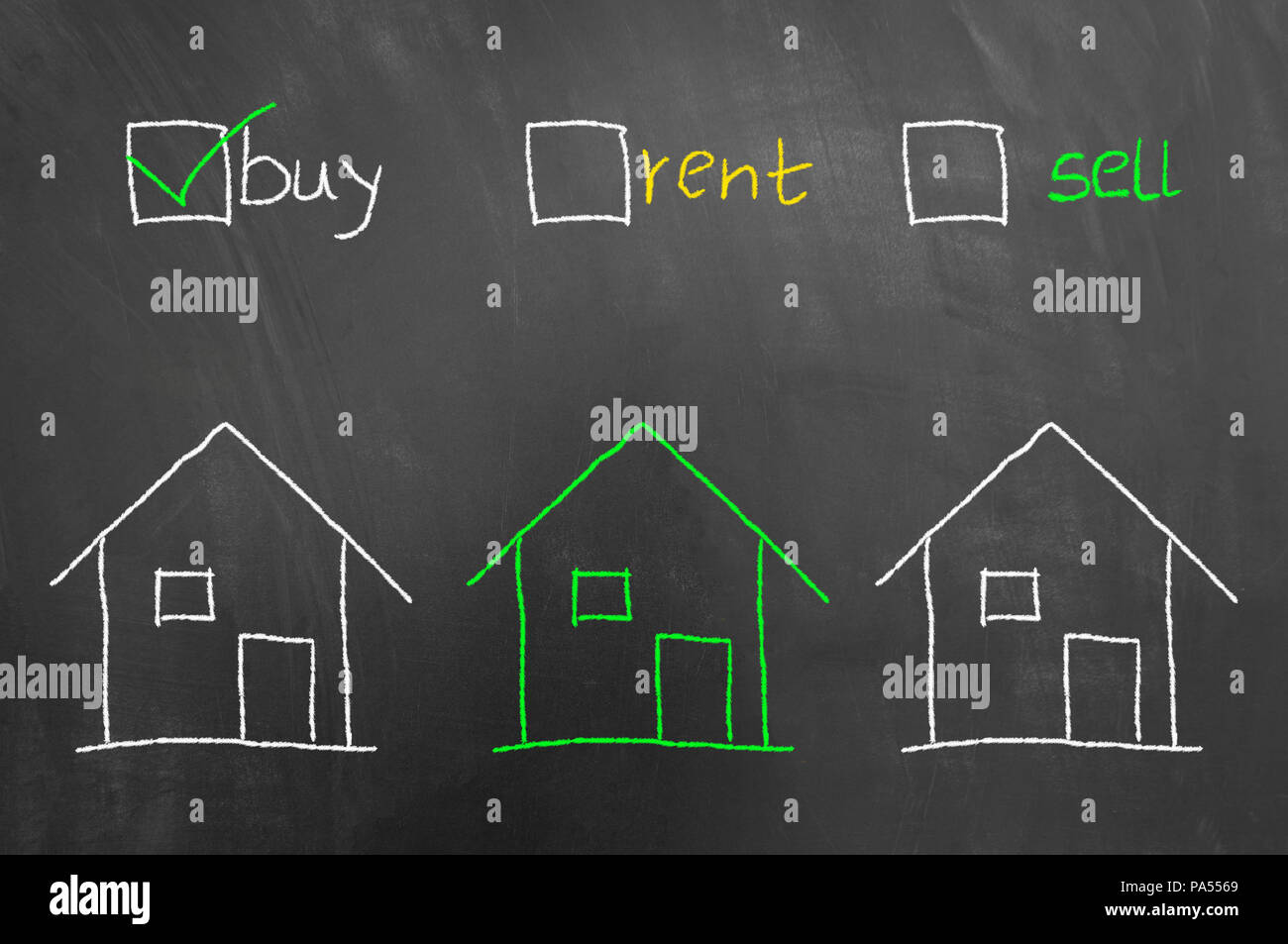 Real estate business housing concept on chalkboard or blackboard with