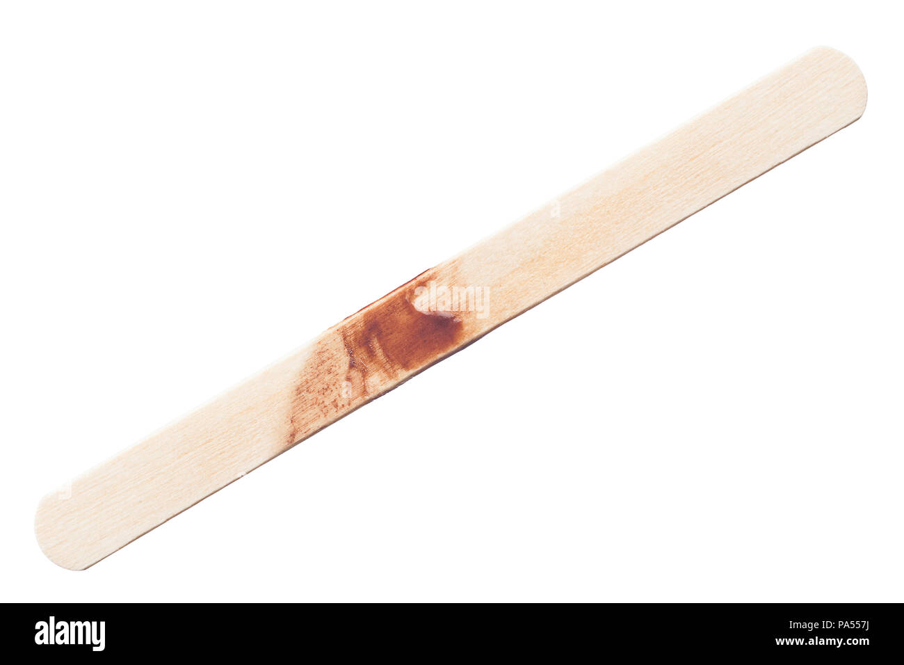 dirty wooden stick from ice cream, clipping path, isolated on white background Stock Photo
