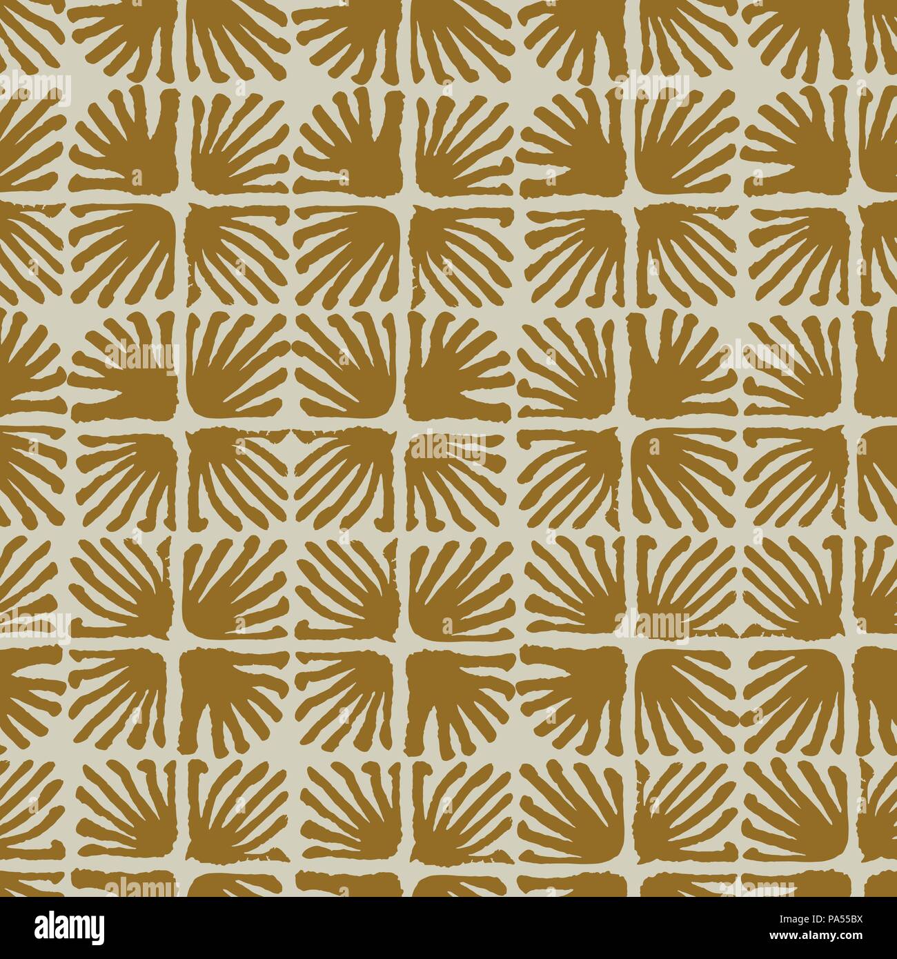 Vector seamless floral square tile brown pattern Stock Vector