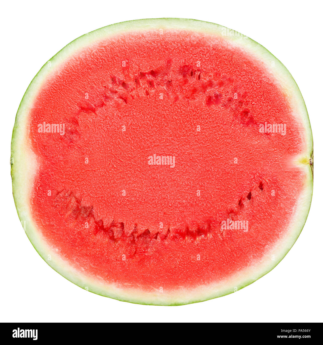 slice of delicious ripe watermelon without seeds, clipping path, on a