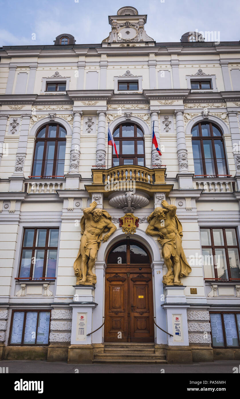 Town Hall on the Masaryk Square in Uherske Hradiste city in Zlin Region