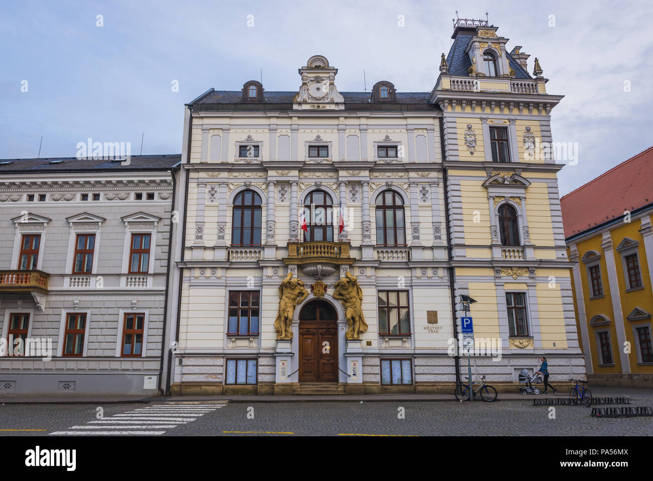 Town Hall on the Masaryk Square in Uherske Hradiste city in Zlin Region