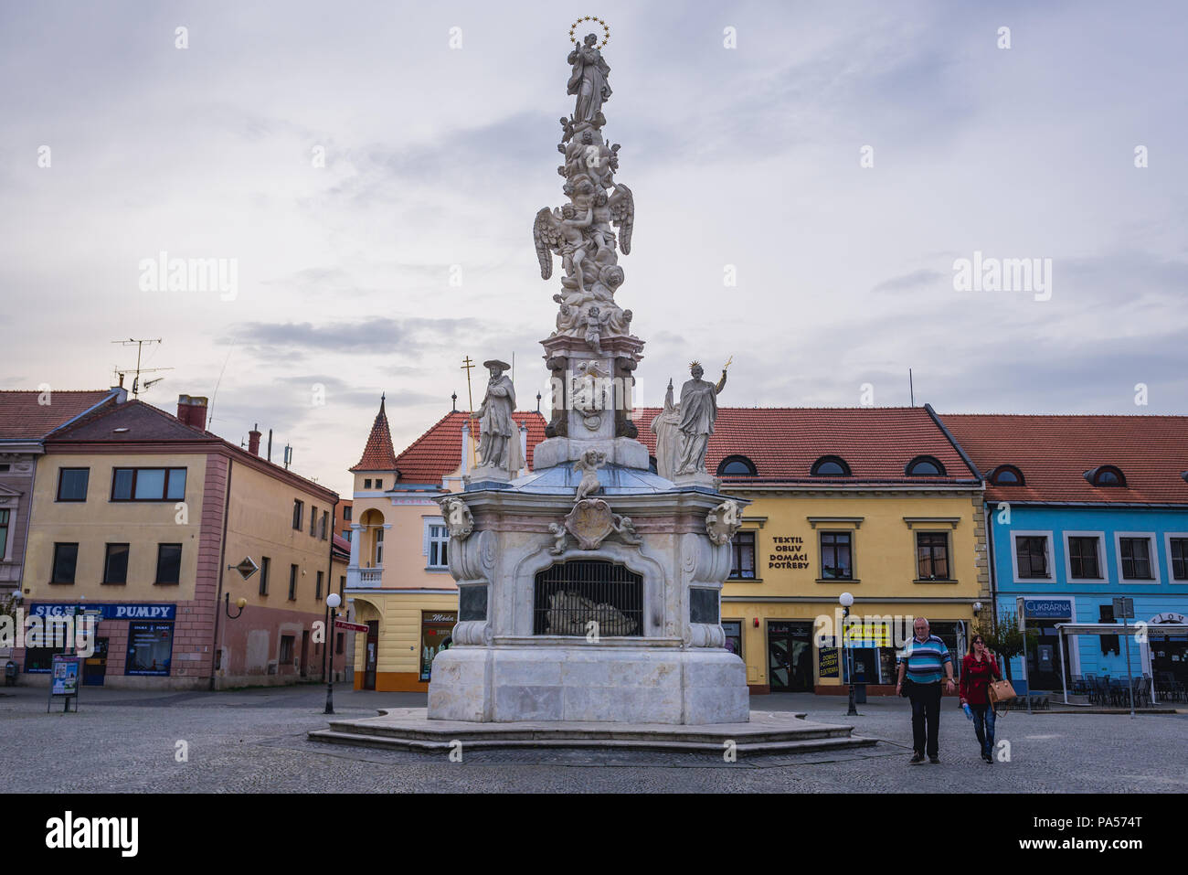 Plague Column of the Virgin Mary in Uherske Hradiste city in Zlin Region,  Moravia in Czech Republic Stock Photo - Alamy